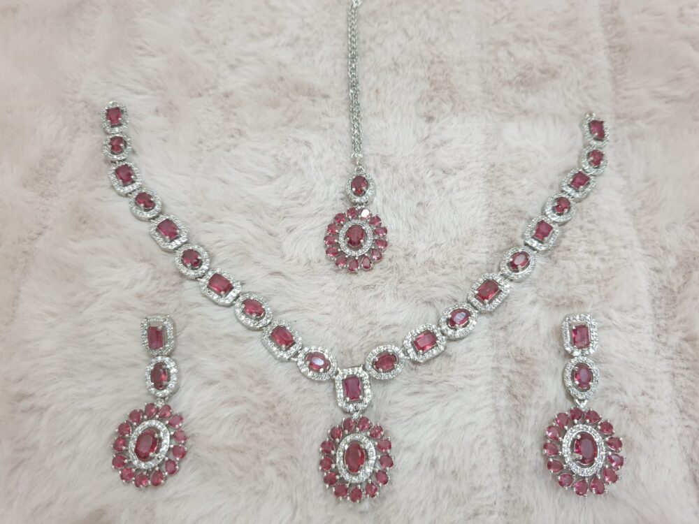 Royal Ruby & Zircon Necklace Set