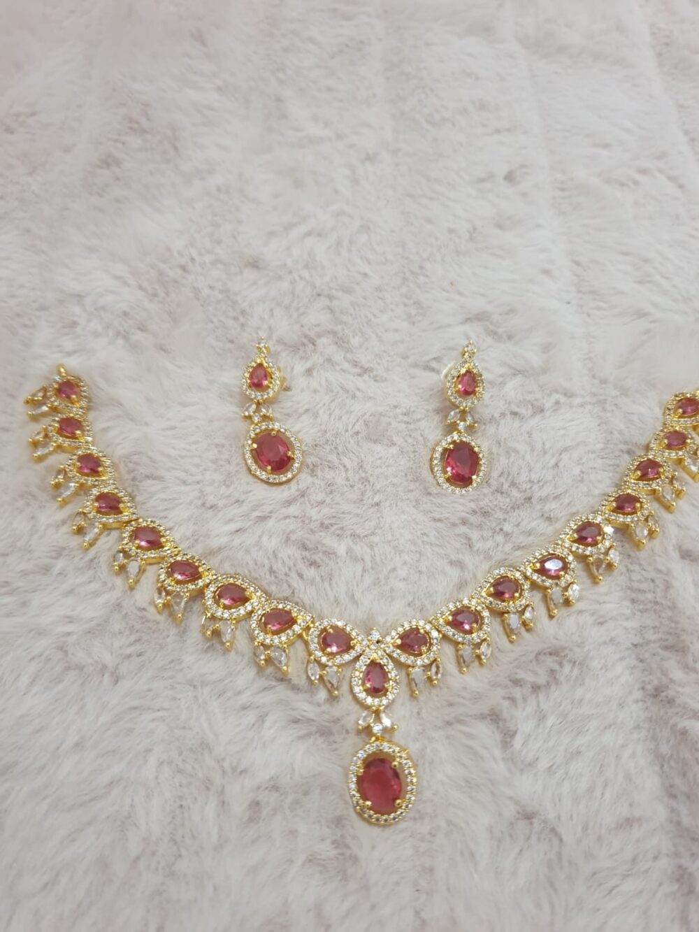 Elegant Gemstone Necklace & Earring Set – Royal Collection