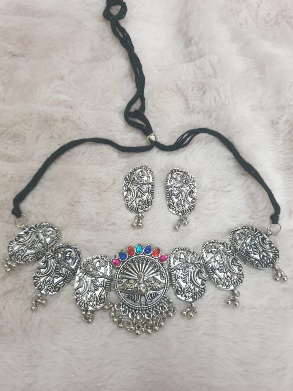 Antique Silver Peacock Choker Set