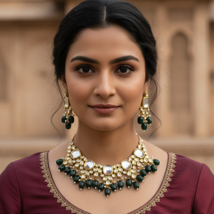 Emerald & Kundan Regal Choker Set