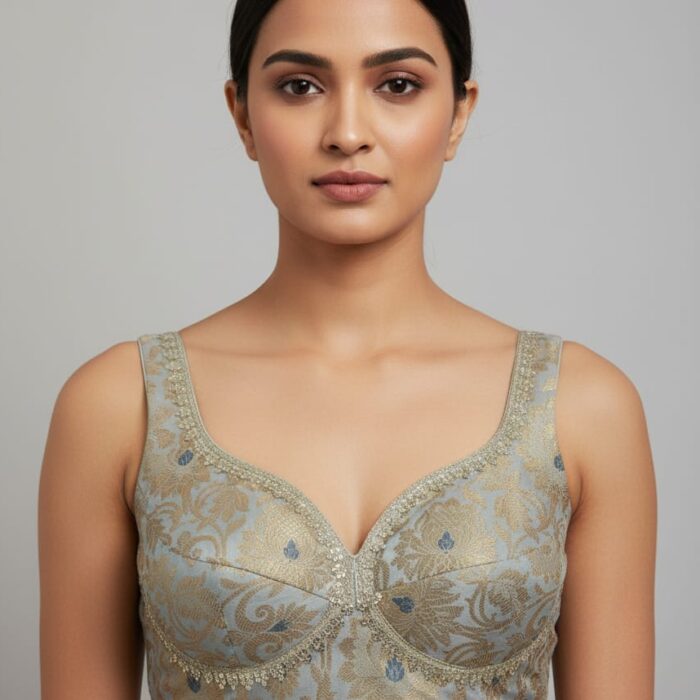 Sweetheart V-neck Readymade Blouse