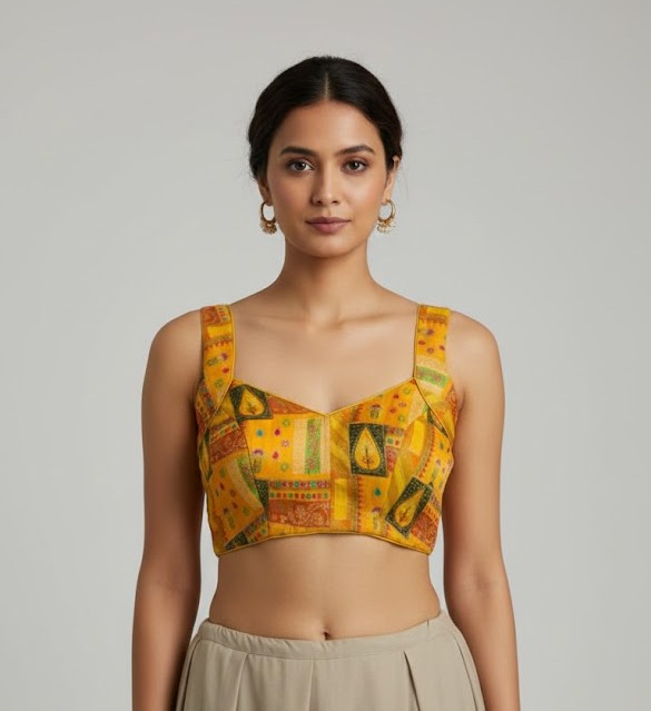 Mustard Patchwork Sweetheart Blouse