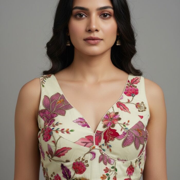 Floral Radiance Embroidered Bralette Blouse