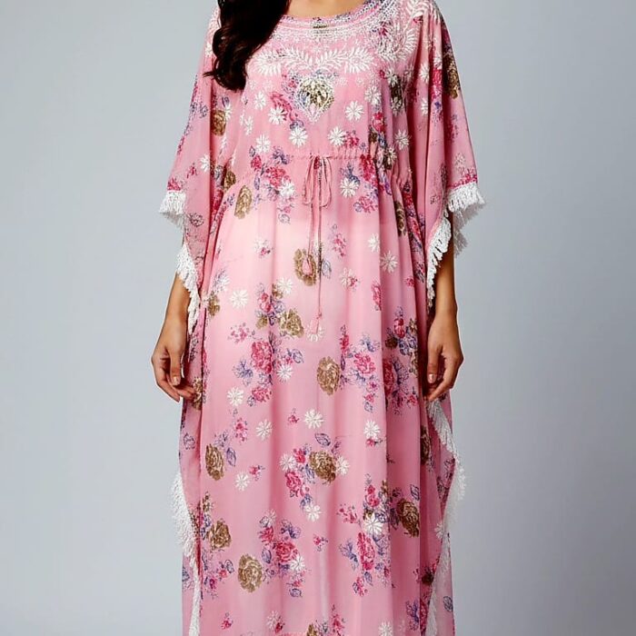 Pink Bloom Lace Kaftan