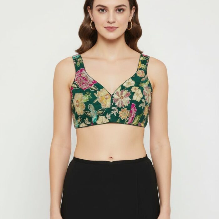 Emerald Garden Floral Blouse