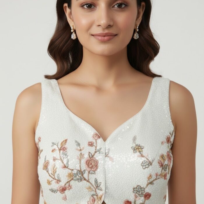 Floral Lace-Up Blouse